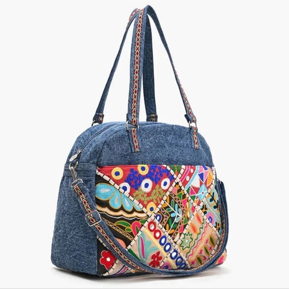 Vintage floral and denim tote!!! Adjustable straps!!! Quality!!! NWT!!! - Picture 2 of 6